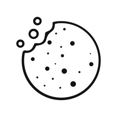 Cookie Line Art Vector | Minimalist Food Illustration, Bite, Crumbs, Bakery Icon