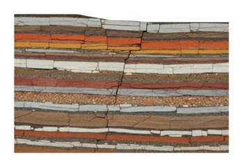 Geological layers revealed earth surface natural environment isolated on transparent background
