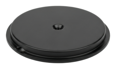 Of a black round base plate for camera gear setup isolated on transparent background