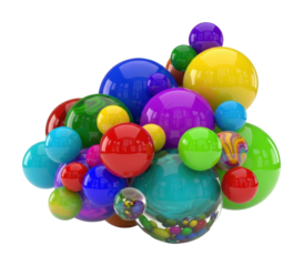 Colorful bubbles display abstract space vibrant design isolated on transparent background