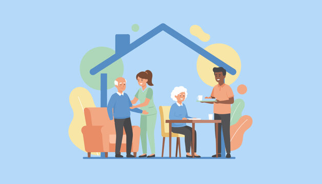 Caregivers assist seniors in assisted living or home care promoting comfort and wellness