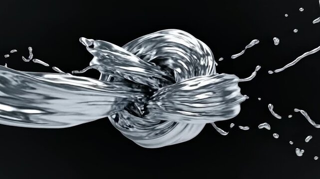 Seamlessly looping fluid silver metal organically morphs and flows across a dark void background creating impossible liquid shapes texture, shapes, flows
