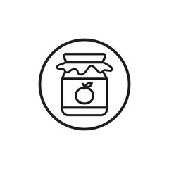 Jam Jar Icon with Fruit Label in Simple Line Style
