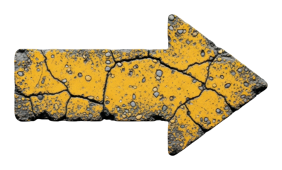 Directing movement yellow arrow urban graphic design isolated on transparent background