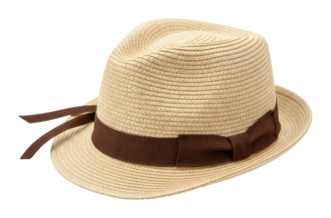 Summer fashion accessory beach straw hat up close style isolated on transparent background