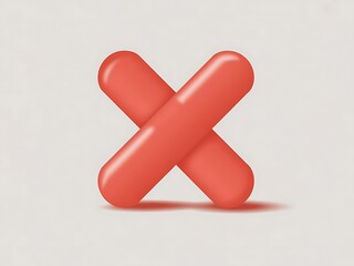 An elegant red cross mark is displayed against the off white background in the scene