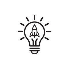 Rocket Innovation Light Bulb Icon for Startup Creativity Concept
