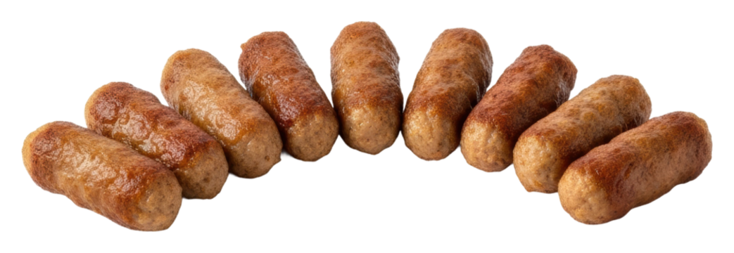 Sizzling sausage cooking event kitchen food isolated on transparent background