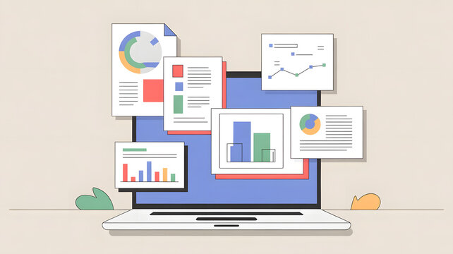 Data analysis and business intelligence on laptop