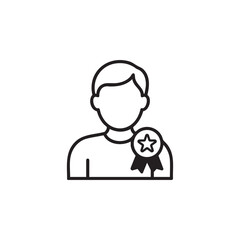 Award Winning Person Icon Outline Badge Symbol
