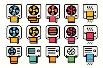 Colorful air conditioning icons: cooling and heating symbols