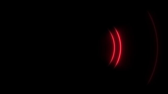 spiral radio wave station signal animation on black background. Radio Waves in Circle Form, Radio wave signal and sound wave signal, radar animated. Technology radio waves signal icon animation