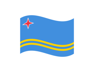 Minimalist wavy style Aruba flag symbol