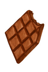 A delicious brown milk chocolate bar with a bite taken out, highlighting the sweet treat and indulgent dessert.