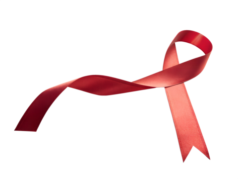 Red Awareness Ribbon on Black Background