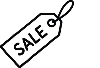 Sale tag design with white line isolated drawing price announcement and marketing label template for shopping and promotion vector