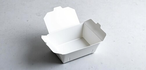 White cardboard takeout container, empty, ready for food, sushi, serveware