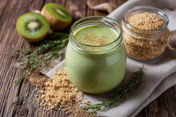 Kiwi Ginger Milkshake in Jar