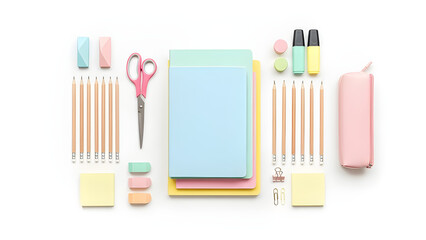 Neatly arranged school supplies for back-to-school season.
