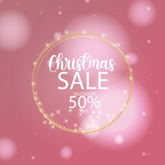 Festive Christmas Sale with 50 Off Discount in Golden Sparkle Frame