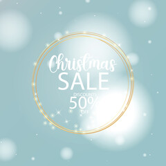 Festive Christmas Sale with 50 Off Discount in Golden Frame