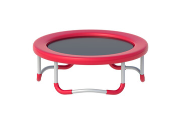 Trampoline isolated on white background. Jumping device. Mat for bouncing. Gymnastic apparatus. Toy for children. Acrobatics equipment. Round elastic springboard. 3d render