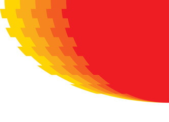 Striped divided Vector red-yellow background for advertising. Design element for posters, covers, announcements, promotions, discounts. Bright arcs. Place for text. broken shapes