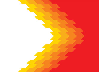 Divided Vector red and yellow background for advertising. Design element for posters, packaging, covers, promotions, discounts. Place for text. Abstract pixels. Arrow, pointer. Navigation