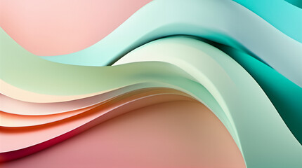 Naklejka premium Soft pastel abstract background with smooth flowing layers in mint and peach tones