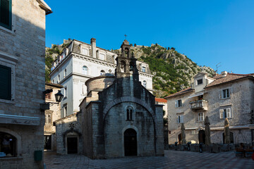 Fototapeta premium Montenegro Kotor city view on a cloudy summer day