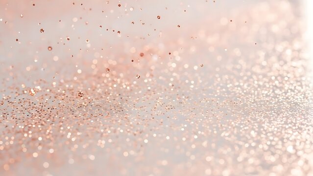 Elegant rose gold glitter sparkles creating a festive and luxurious texture