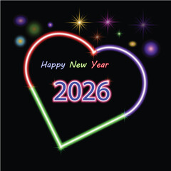 Neon Glowing Heart Happy New Year 2026 Background

“Colorful neon heart new year greeting”