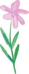 Watercolor Sketchy Simple Isolated Pink Flower Blossom