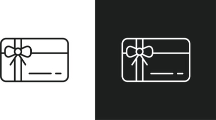 Gift Card Icon with Bow on White and Black Backgrounds ribbon present