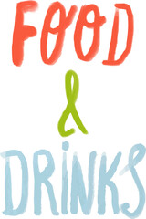 Watercolor Sketchy Food and Drinks Lettering Typography