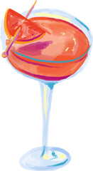 Hand-Drawn Watercolor Simple Isolated Red Cocktail Drink