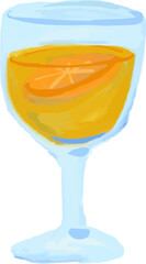 Watercolor Sketchy Isolated Simple Orange Cocktail Drink