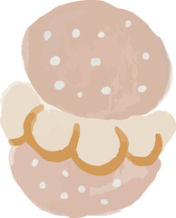 Watercolor Sketchy Choux Pastry with Cream Filling Dessert