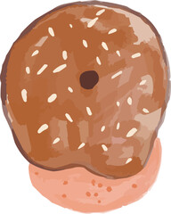 Watercolor Sketchy Isolated Chocolate Glazed Doughnut