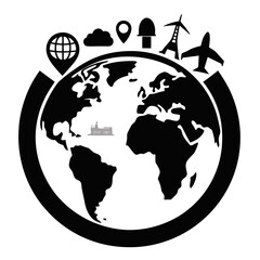 world map with globe