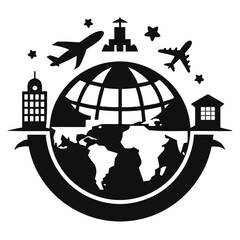 world map and airplane