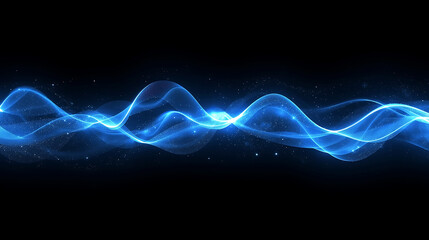 Abstract Blue Wave Design on Black Background Modern Technological Backdrop Concept