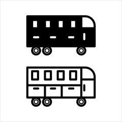 bus icon set black and white