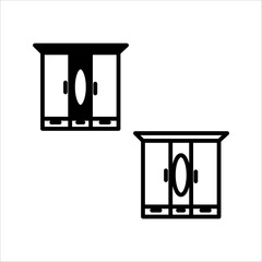 wardrobe icon set black and white