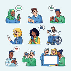 set of business people