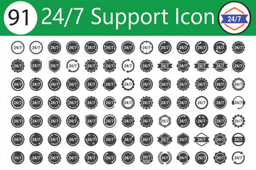 Collection icon of Abstract silhouette of a clock face symbolizing 24/7 support isolated on white background