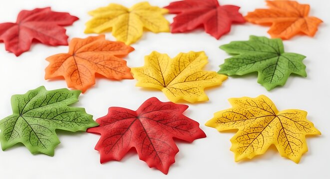 Colorful maple leaf decorations for autumn and fall celebrations