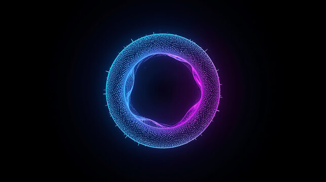 Abstract glowing circle with blue and pink gradient on a dark background visual concept