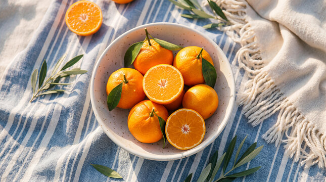 fresh oranges in a bowl