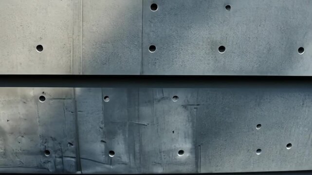 Selective focus. Close-up of monolithic concrete wall highlighting texture and structure
